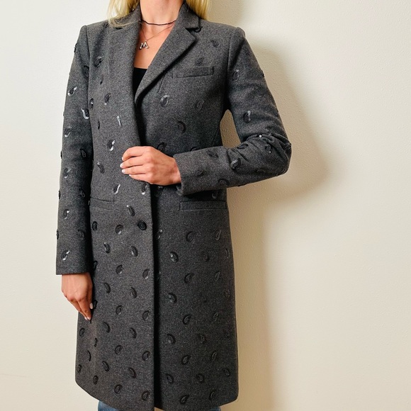 New Michael Michael Kors Paisley Embroidered Wool Melton Coat - Picture 4 of 9